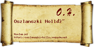 Oszlanszki Holló névjegykártya